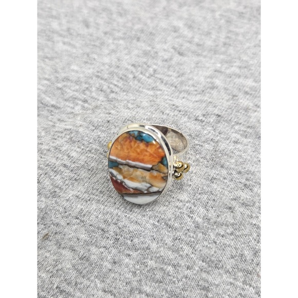Jewelry - YS Signed Handmade Sterling Silver Composite Stone Cabochon Ring Size 8.25 9.89g